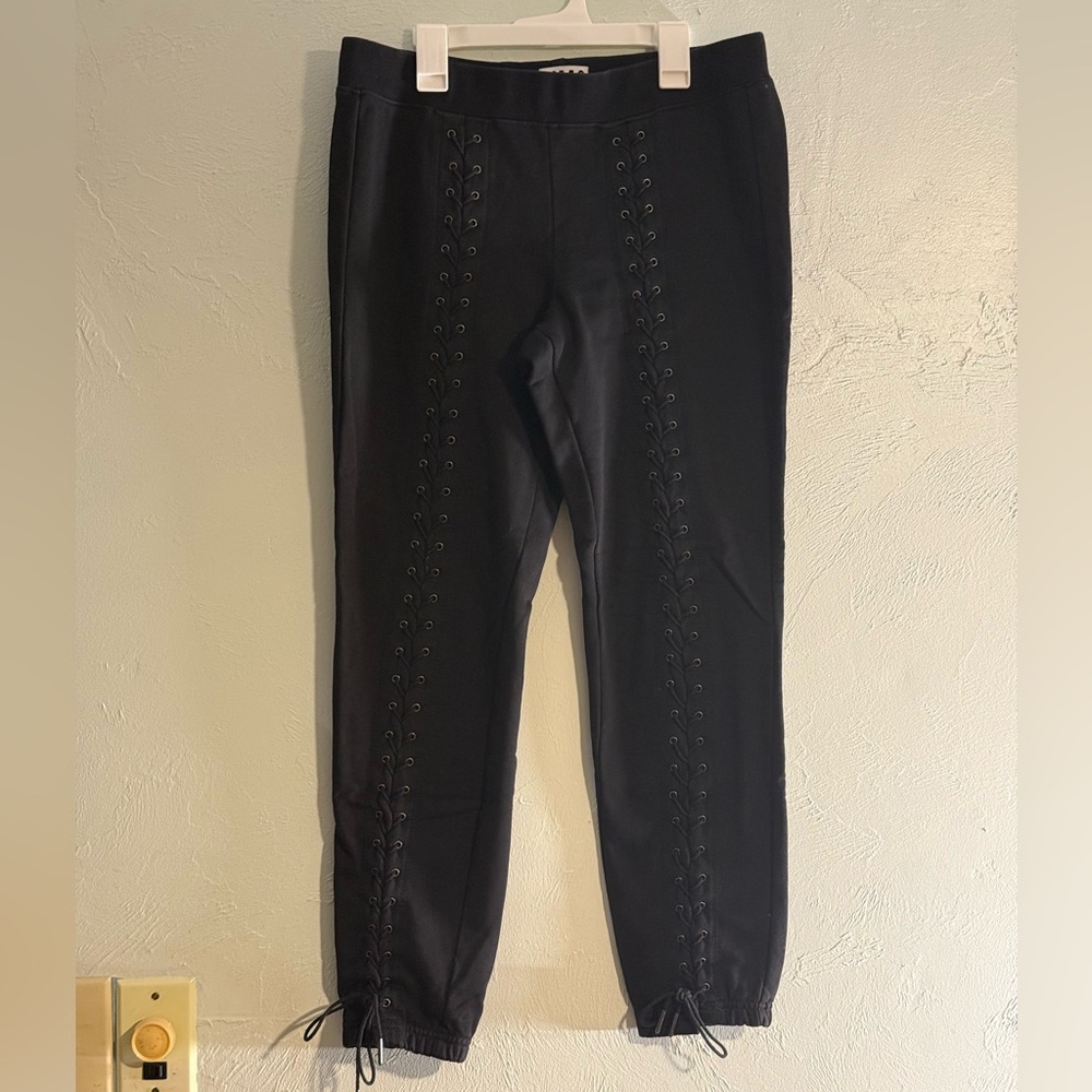 PAM & GELA | Black Lace-Up Sweatpants